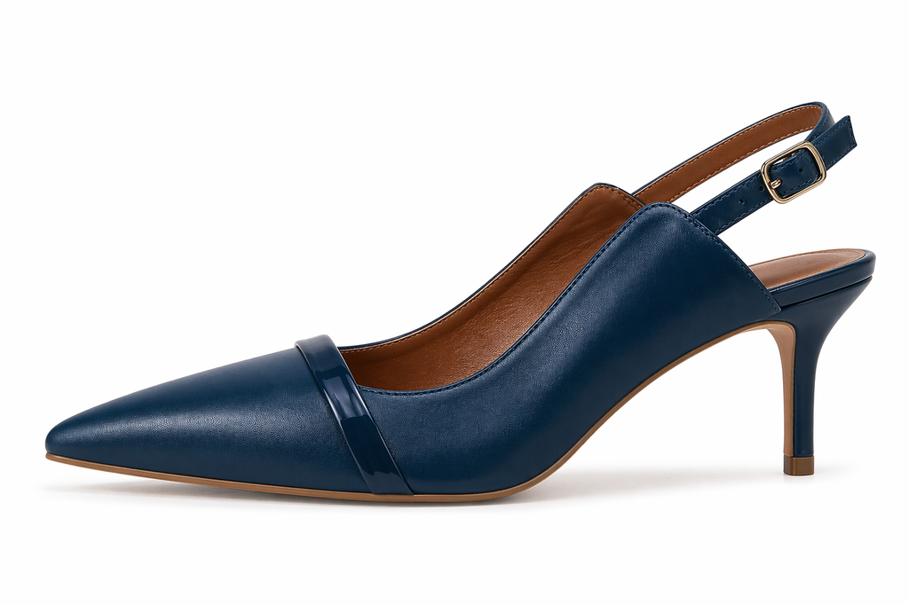 Women's Slingback Kitten Heels Closed Toe Slip On Stiletto Wedding Dress Shoes Comfortable Holiday Pointed Toe Pumps Heels Navy