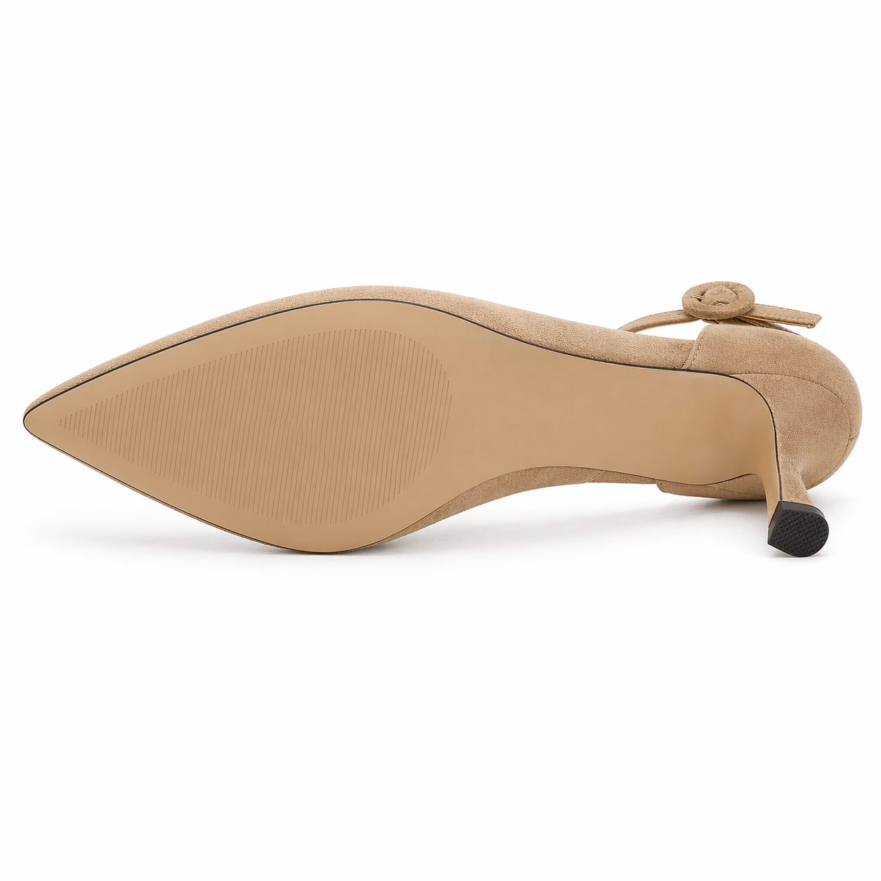 Women's Closed Toe Kitten Heels Ankle Strap Suede Elegant Office Party Dress Pump Shoes