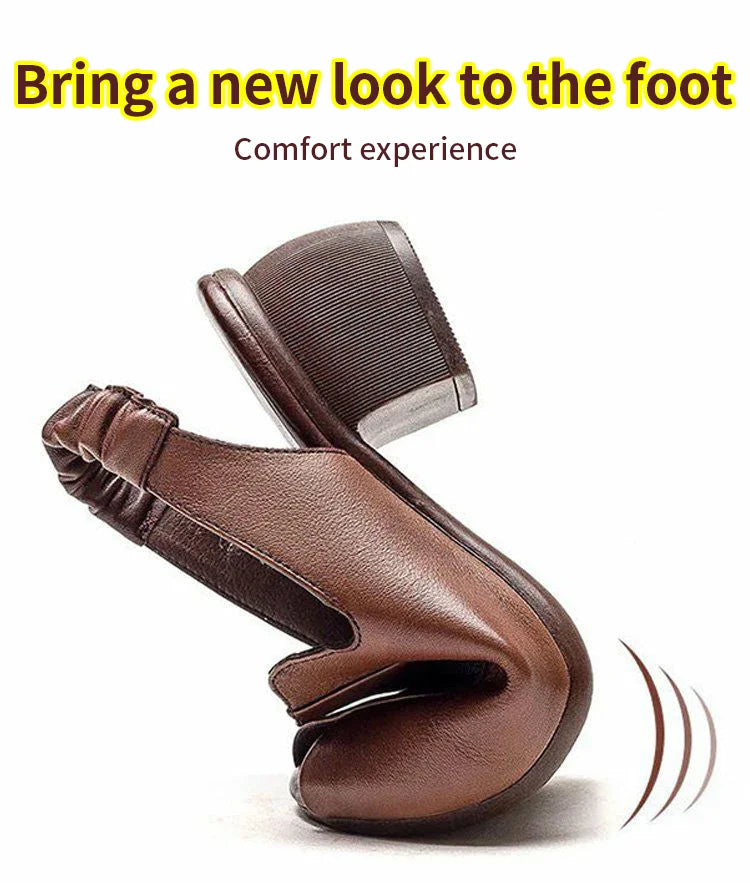 Soft-Soled Retro Leather Fish Mouth Women's Shoes