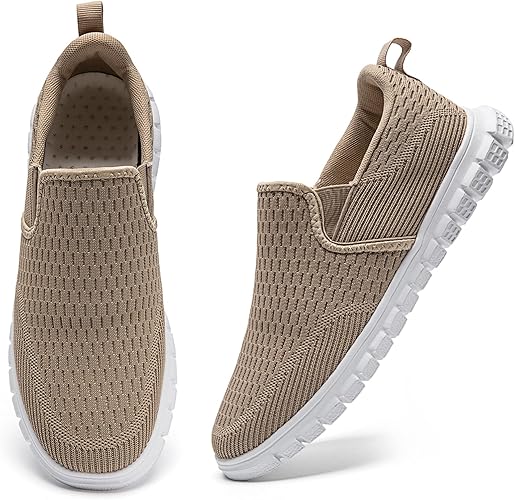 Anti-Slip Sole Slip-On Shoes, Breathable Knit Comfort Daily Walking Loafers