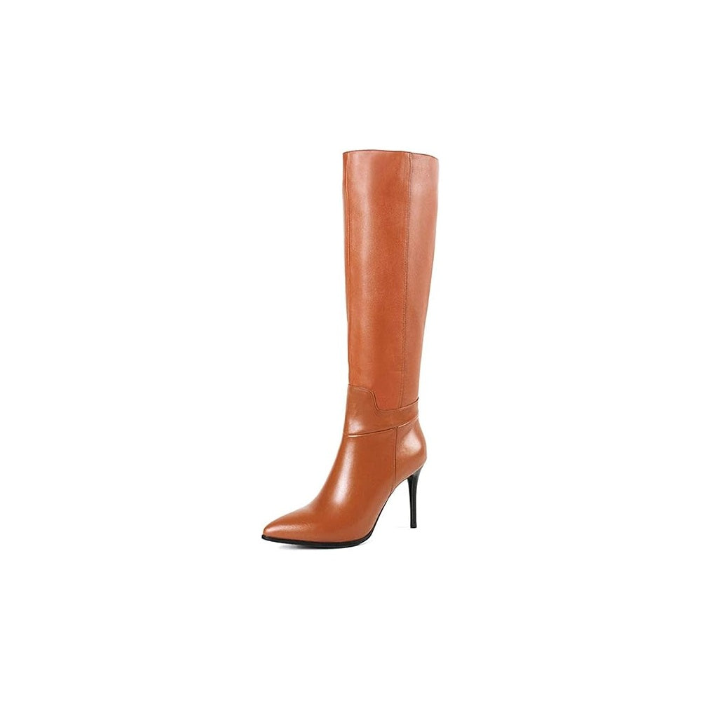Women's Knee High Boots Pointy Toe Tall Boots Side-Zip High Heels Dress Boots