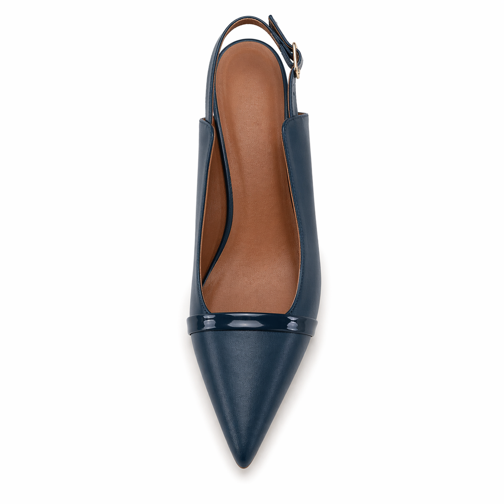 Women's Slingback Kitten Heels Closed Toe Slip On Stiletto Wedding Dress Shoes Comfortable Holiday Pointed Toe Pumps Heels Navy