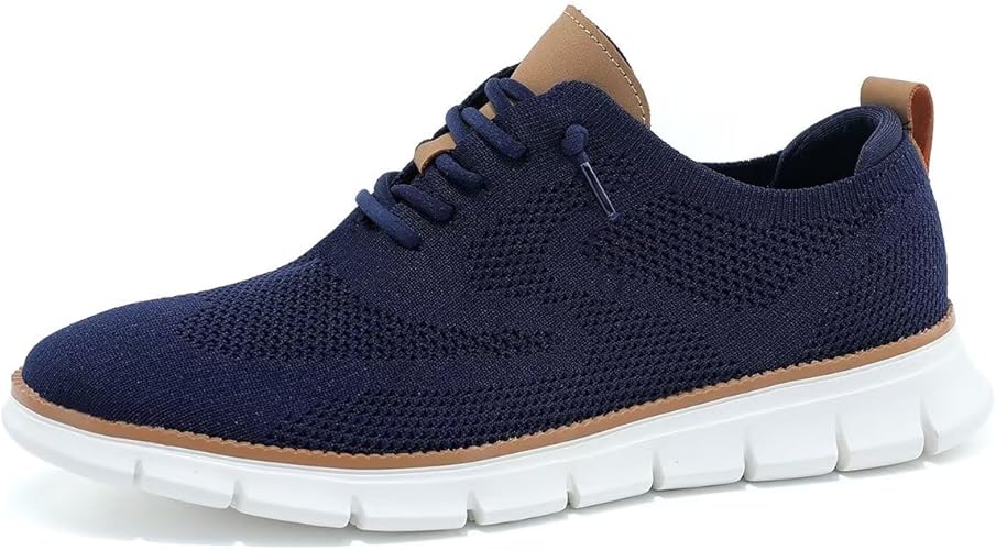 Men's Casual Dress Shoes Fashion Mesh Oxfords Business Walking Work Sneakers Comfortable Lightweight Dark Blue