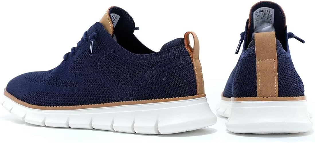 Men's Casual Dress Shoes Fashion Mesh Oxfords Business Walking Work Sneakers Comfortable Lightweight Dark Blue