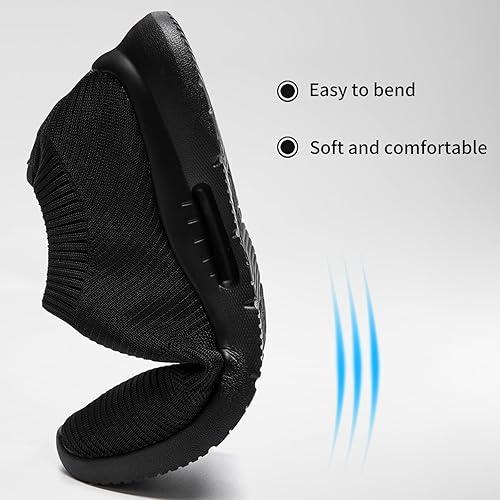 Comfort Cushioned Slip-On Sneakers, Breathable Knit Outdoor Walking Shoes