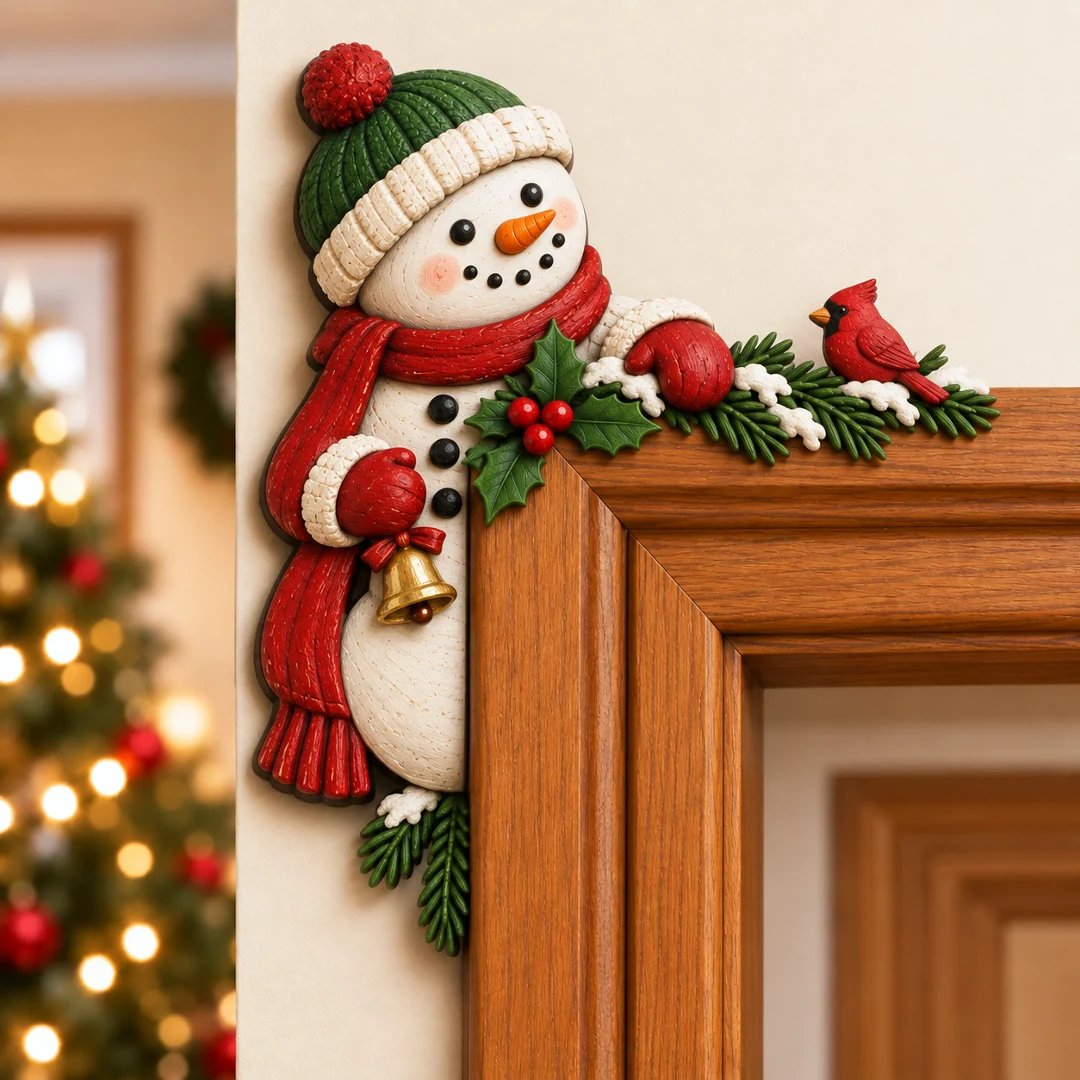 Christmas Peekaboo Door Frame Corner Decor – 3D Holiday Character Decoration