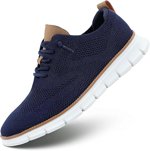 Men's Casual Dress Shoes Fashion Mesh Oxfords Business Walking Work Sneakers Comfortable Lightweight Dark Blue