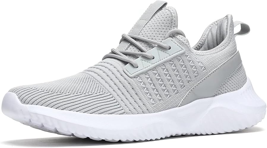 Mens Running Shoes Light Comfort Casual Sport Mesh Sneakers Work Gym Slip on Tennis Walking Cross Trainer para Hombre Grey