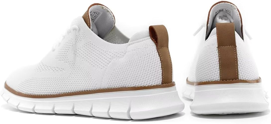 Men's Casual Business Shoes Fashion Mesh Dress Oxfords Walking Work Sneakers Comfortable Lightweight White