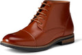 Lace Up Cap Toe Combat Boots, Men’s Convenient Zipper Mid-Calf Boots