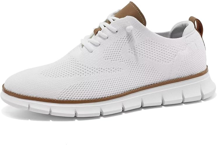 Men's Casual Business Shoes Fashion Mesh Dress Oxfords Walking Work Sneakers Comfortable Lightweight White
