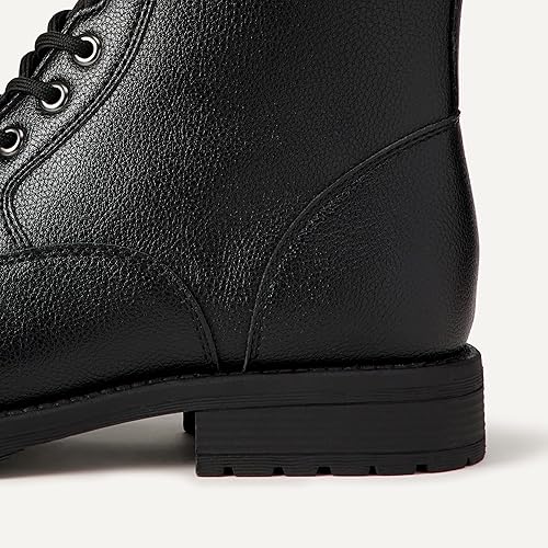 Cap Toe Lace Up Combat Boots for Men, Side Zipper Durable Daily Footwear
