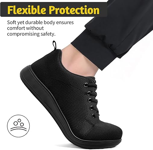 Steel Toe Shoes for Men Non Slip Work Sneakers Safety Tennis Industrial Puncture Proof Construction Comfortable Barefoot Shoes Wide Toe Box Walking