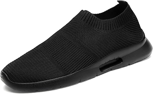 Comfort Cushioned Slip-On Sneakers, Breathable Knit Outdoor Walking Shoes