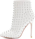 Women's Rhinestone Ankle Boots with Rivets Closed Pointed Toe Stilettos Autumn Warm Dress Booties