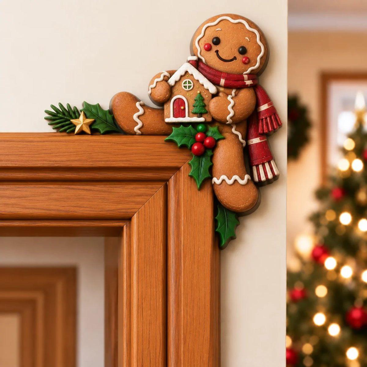 Christmas Peekaboo Door Frame Corner Decor – 3D Holiday Character Decoration