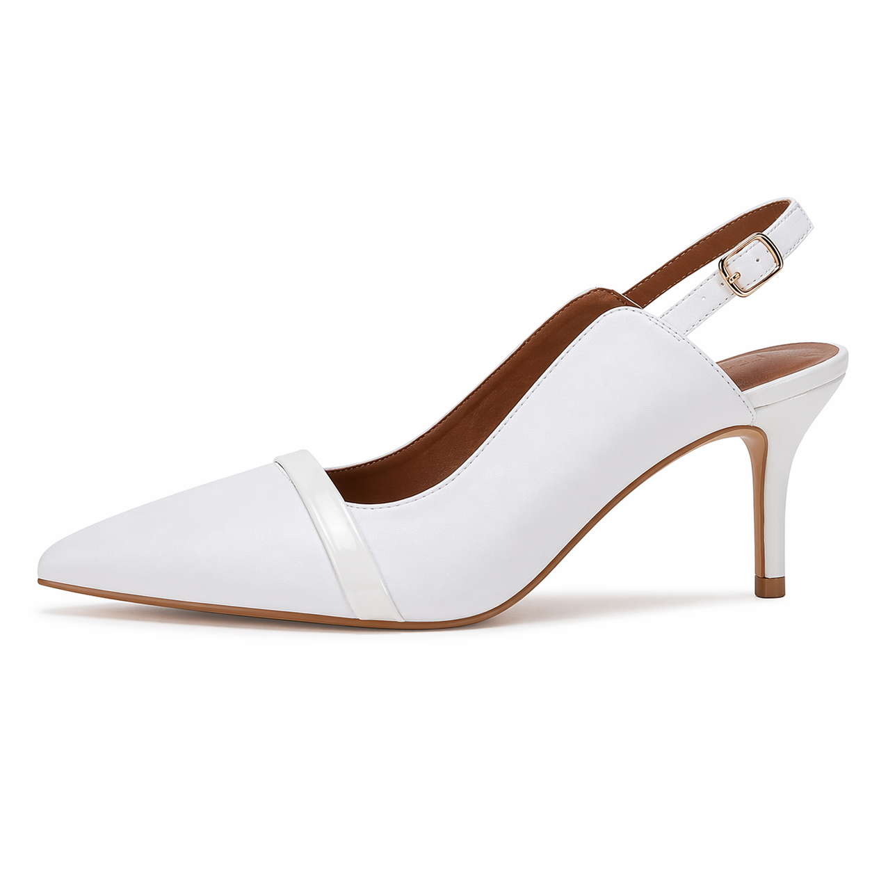 White Heels for Women Slingback Shoes Pointed Toed Party Wedding Pumps Shoes