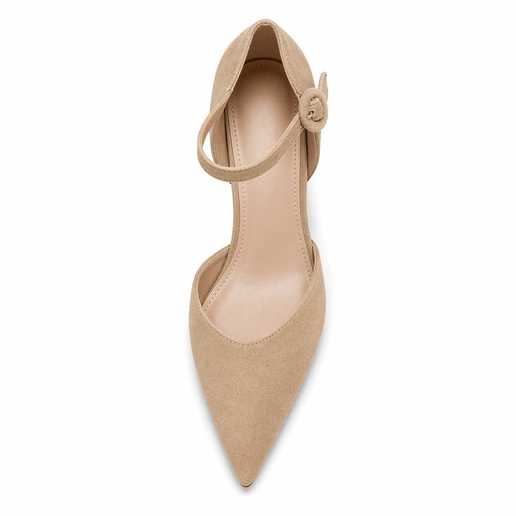 Women's Closed Toe Kitten Heels Ankle Strap Suede Elegant Office Party Dress Pump Shoes