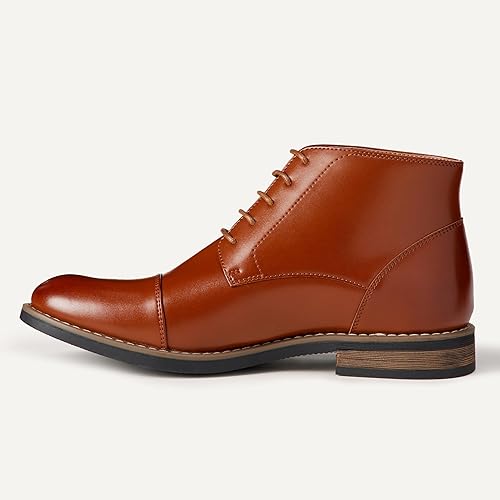 Lace Up Cap Toe Combat Boots, Men’s Convenient Zipper Mid-Calf Boots
