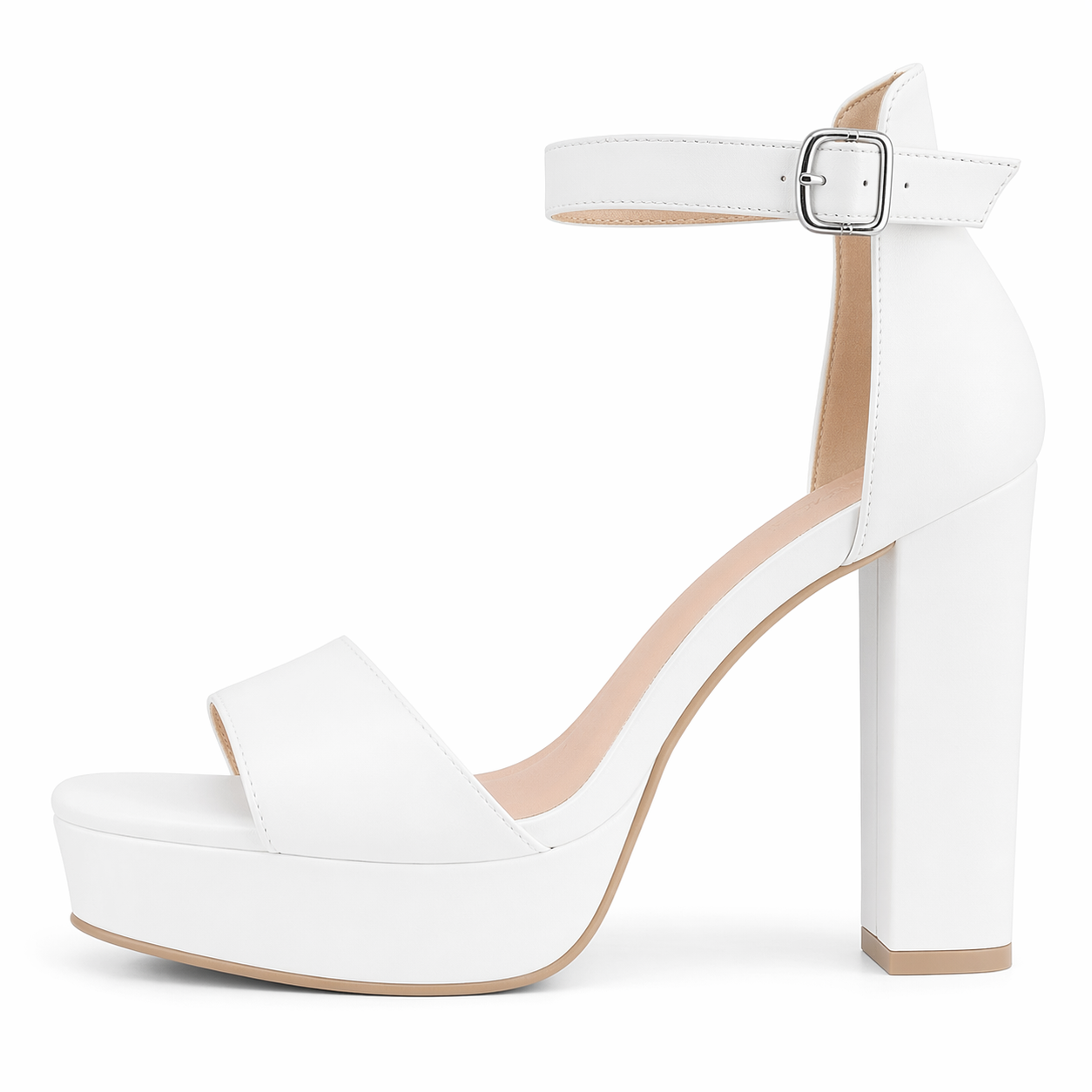 Women's Fashion Platform Sandals Block Heels Wedding Summer Dress Shoes White Matte 8.5