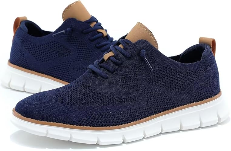 Men's Casual Dress Shoes Fashion Mesh Oxfords Business Walking Work Sneakers Comfortable Lightweight Dark Blue