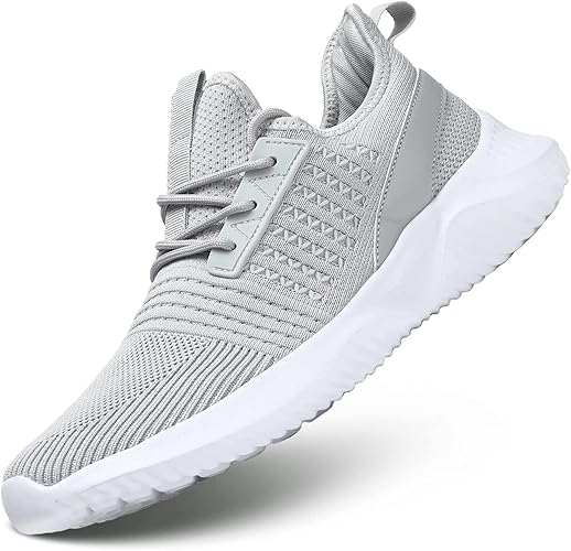 Mens Running Shoes Light Comfort Casual Sport Mesh Sneakers Work Gym Slip on Tennis Walking Cross Trainer para Hombre Grey