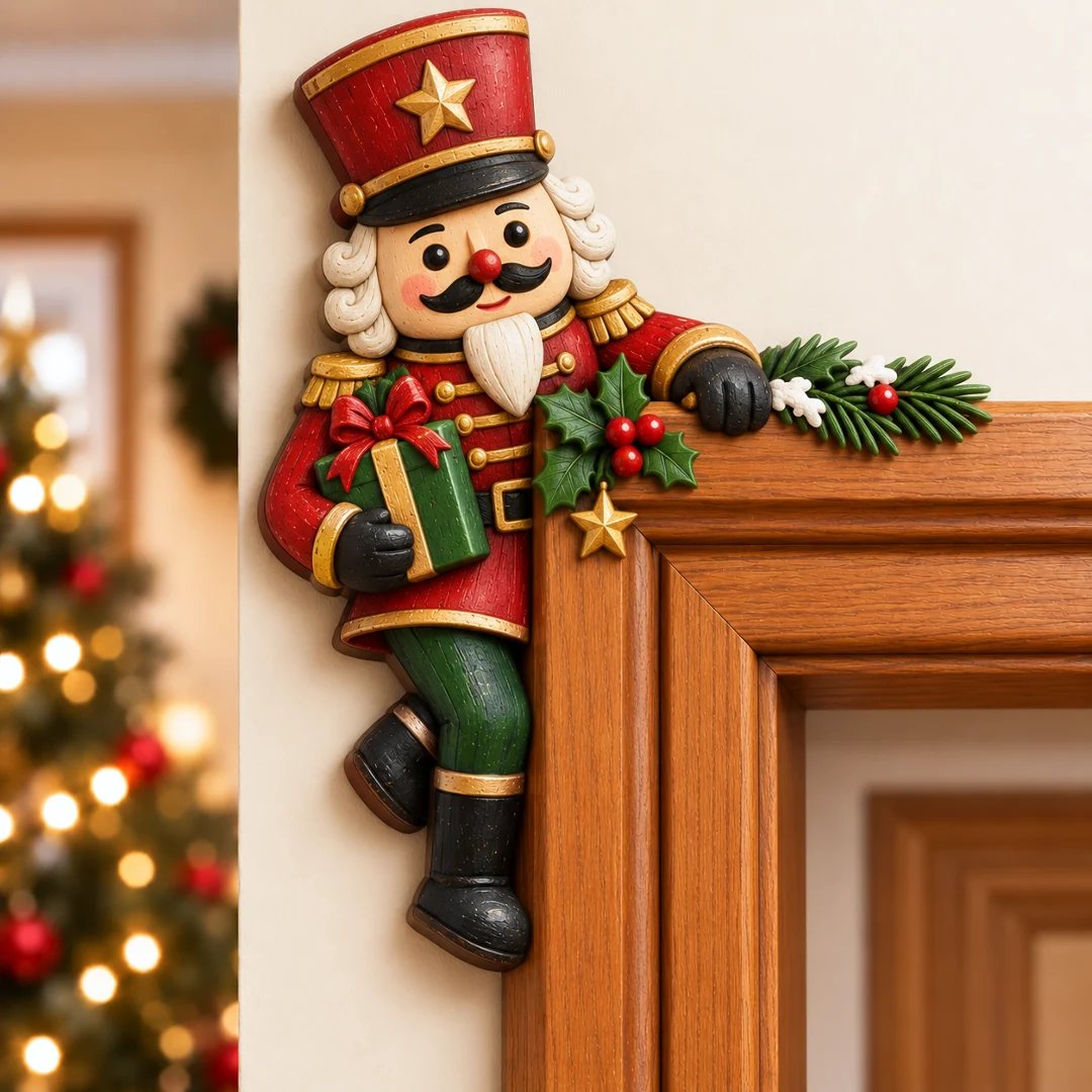 Christmas Peekaboo Door Frame Corner Decor – 3D Holiday Character Decoration
