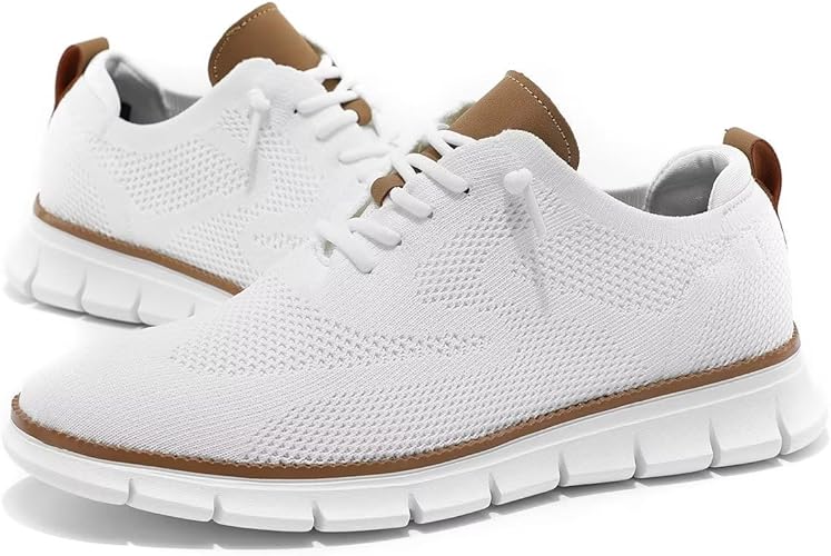 Men's Casual Business Shoes Fashion Mesh Dress Oxfords Walking Work Sneakers Comfortable Lightweight White