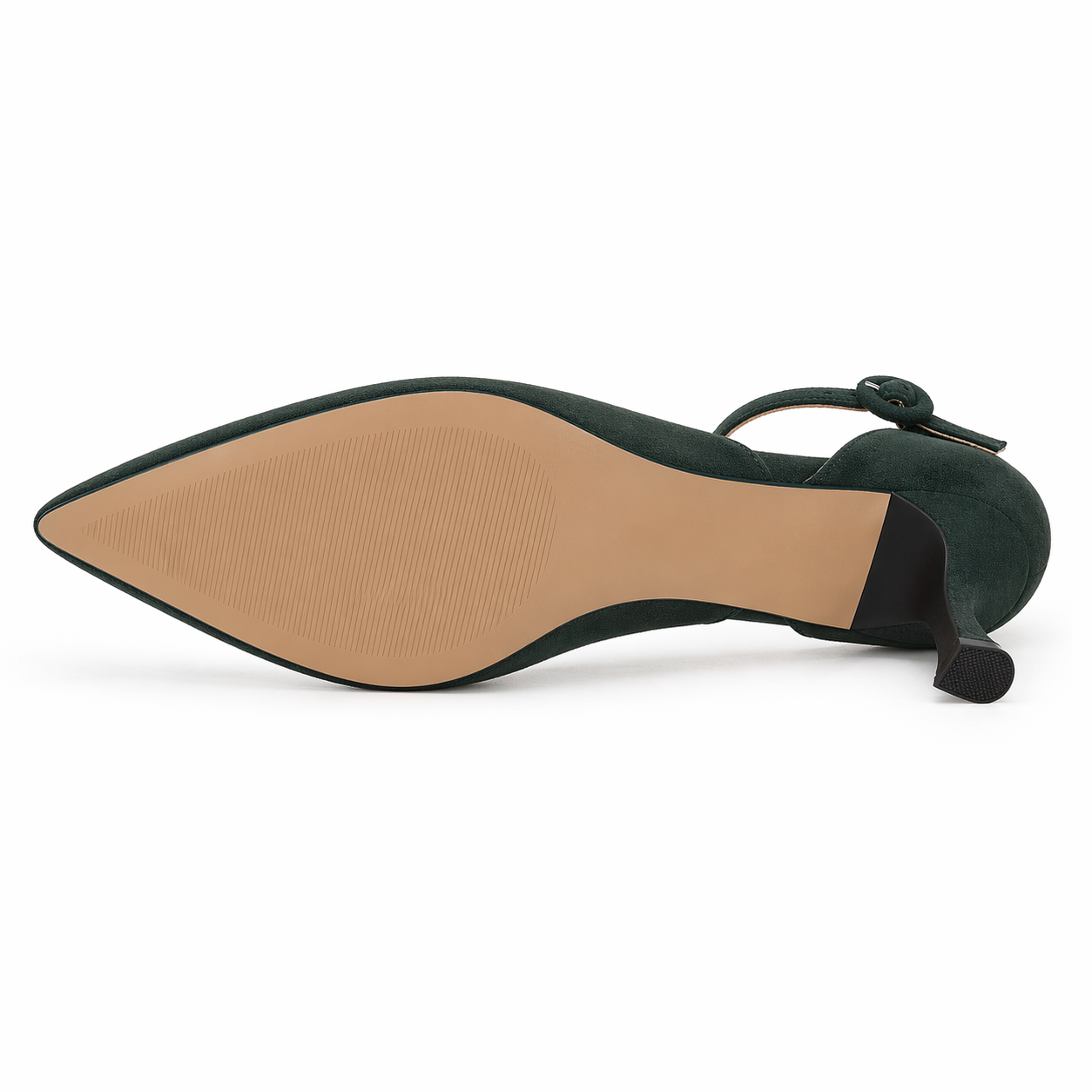 Women's Closed Toe Kitten Heels Ankle Strap Suede Elegant Office Party Dress Pump Shoes
