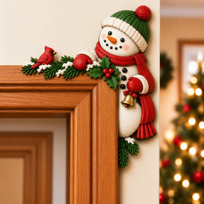 Christmas Peekaboo Door Frame Corner Decor – 3D Holiday Character Decoration