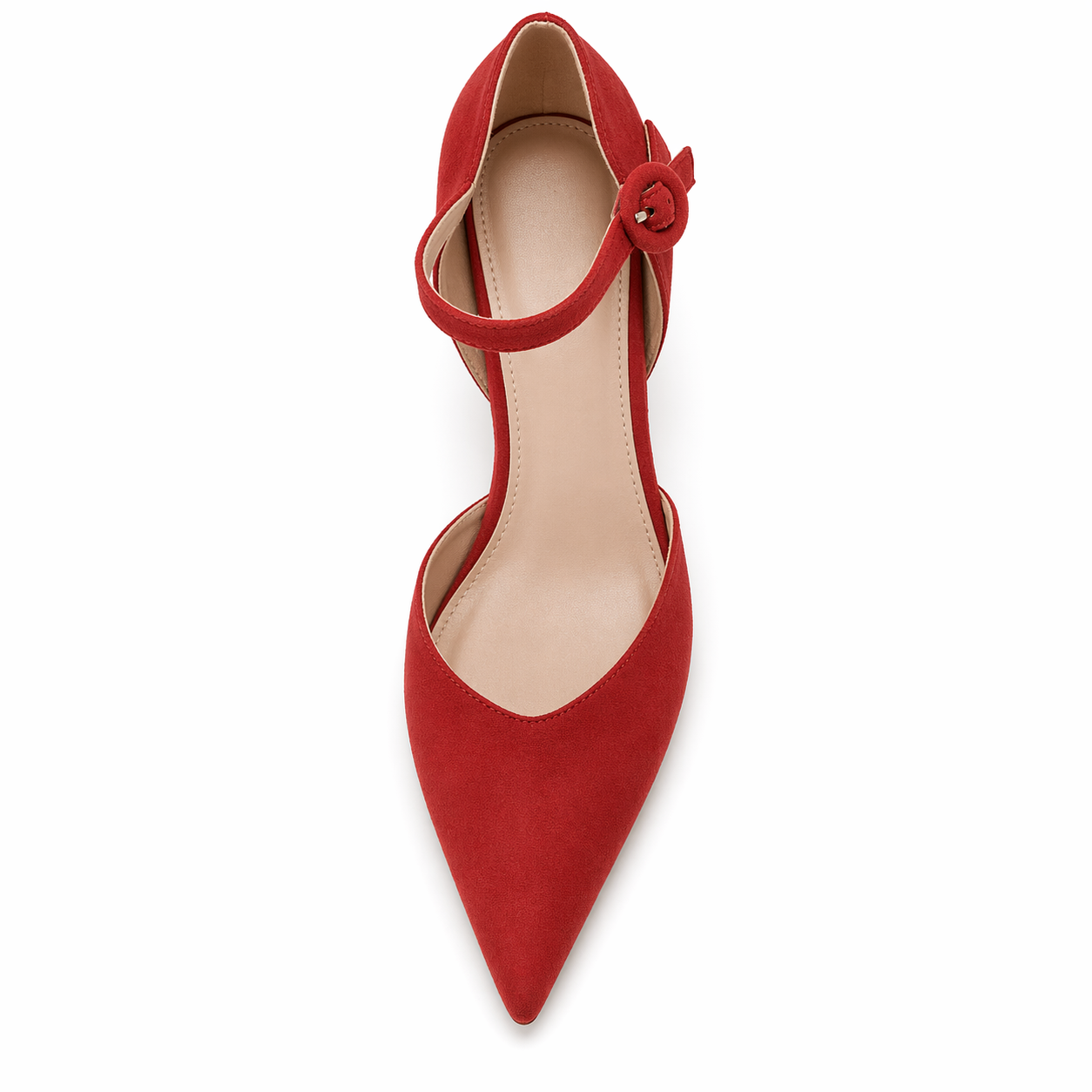 Women's Closed Toe Kitten Heels Ankle Strap Suede Elegant Office Party Dress Pump Shoes