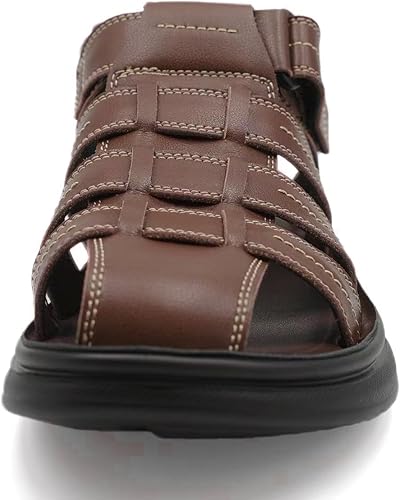Closed Toe Men's Leather Fisherman Sandals Outdoor Casual Summer Shoes