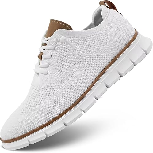 Men's Casual Business Shoes Fashion Mesh Dress Oxfords Walking Work Sneakers Comfortable Lightweight White