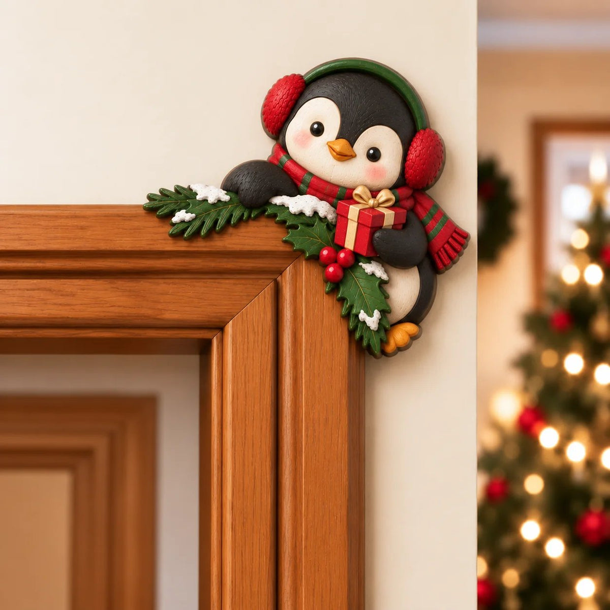 Christmas Peekaboo Door Frame Corner Decor – 3D Holiday Character Decoration
