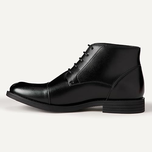Outdoor Cap Toe Combat Boots, Men's Lace Up Side Zipper Casual Boots