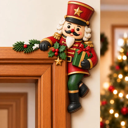 Christmas Peekaboo Door Frame Corner Decor – 3D Holiday Character Decoration