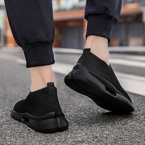 Comfort Cushioned Slip-On Sneakers, Breathable Knit Outdoor Walking Shoes