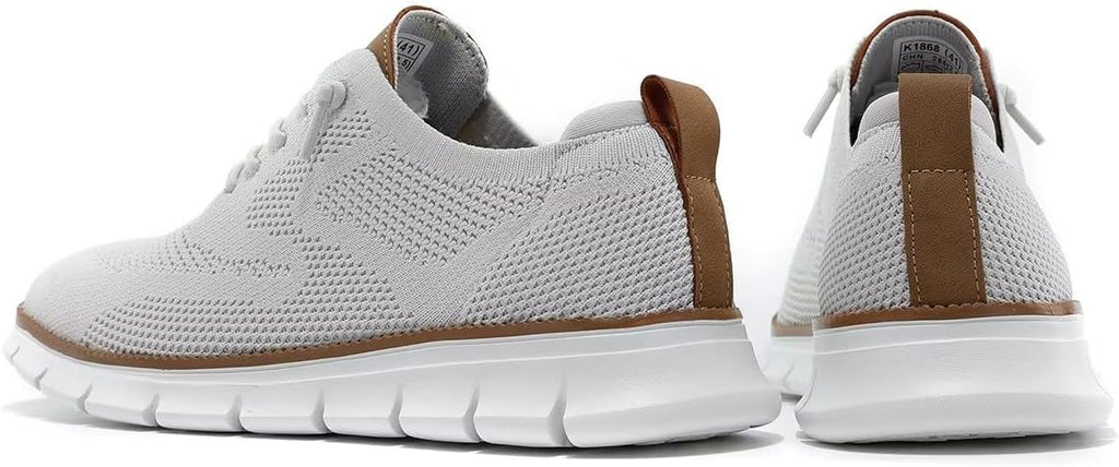 Mens Business Walking Shoes Fashion Casual Dress Oxfords Mesh Work Sneakers Comfortable Lightweight Beige