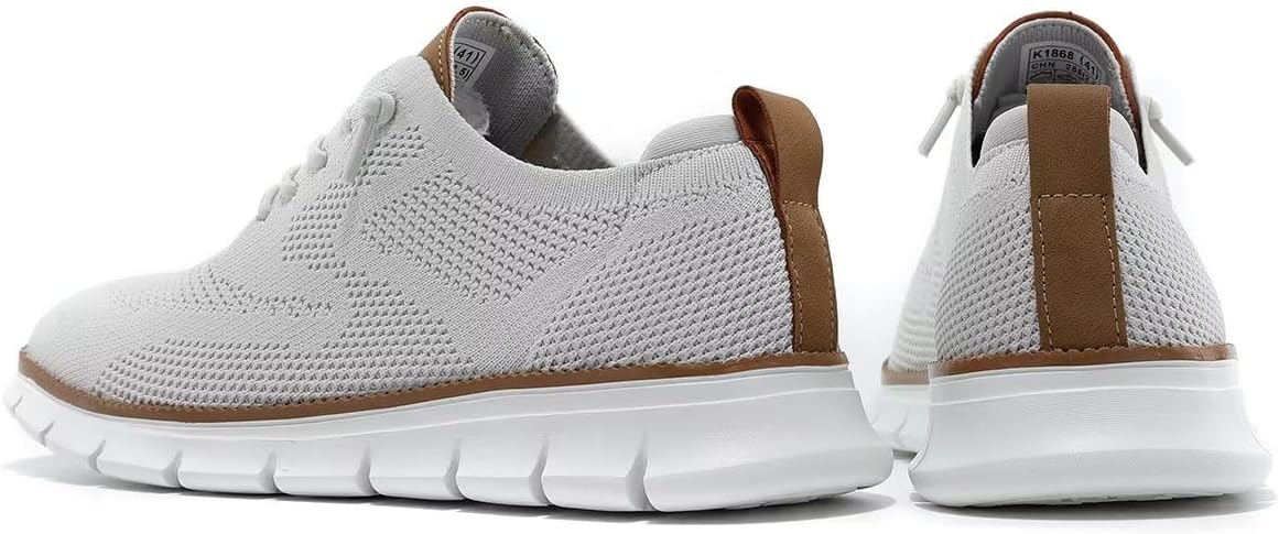 Mens Business Walking Shoes Fashion Casual Dress Oxfords Mesh Work Sneakers Comfortable Lightweight Beige