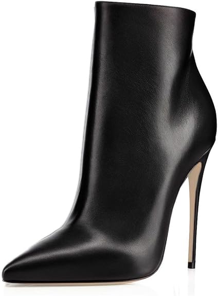 Women's Black Ankle Boots Closed Pointed Toe Stilettos Autumn Dress Booties