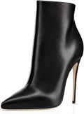 Women's Black Ankle Boots Closed Pointed Toe Stilettos Autumn Dress Booties