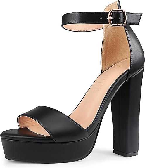 Women's Fashion Platform Sandals Block Heels Wedding Summer Dress Shoes Black Matte 9