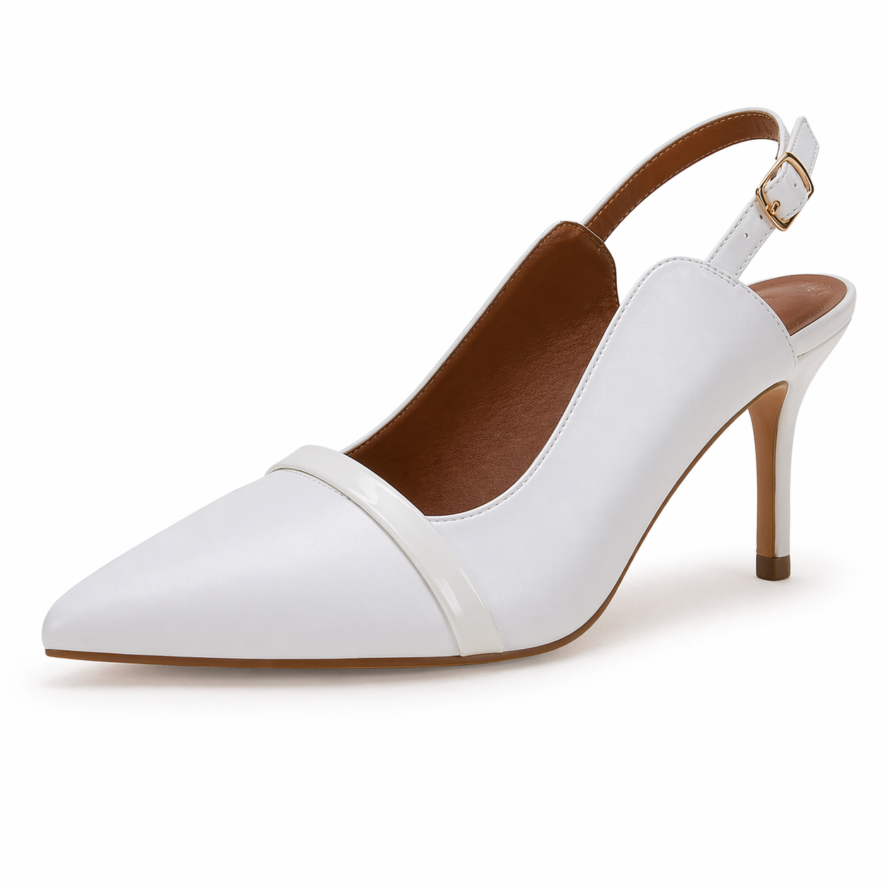White Heels for Women Slingback Shoes Pointed Toed Party Wedding Pumps Shoes