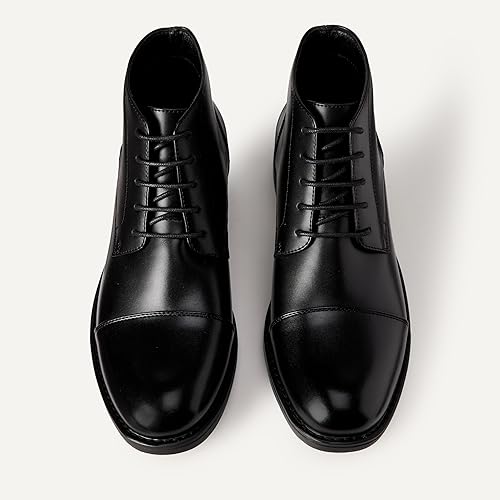 Outdoor Cap Toe Combat Boots, Men's Lace Up Side Zipper Casual Boots