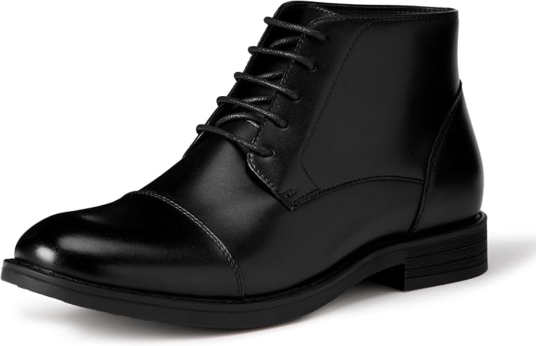Outdoor Cap Toe Combat Boots, Men's Lace Up Side Zipper Casual Boots