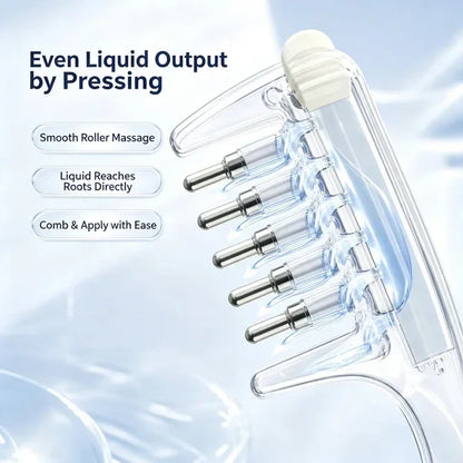💧Refillable Scalp Oil Applicator Comb with 6 Metal Massage Tips – Even Root Serum Distribution & Scalp Stimulation for Hair Care