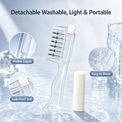 💧Refillable Scalp Oil Applicator Comb with 6 Metal Massage Tips – Even Root Serum Distribution & Scalp Stimulation for Hair Care
