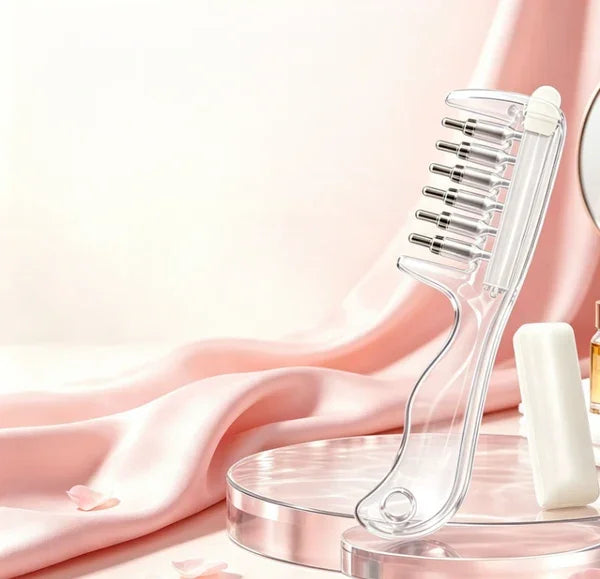 💧Refillable Scalp Oil Applicator Comb with 6 Metal Massage Tips – Even Root Serum Distribution & Scalp Stimulation for Hair Care