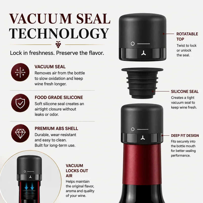 🍷 Premium Vacuum Wine Stopper – Keep Wine Fresh Longer with Airtight Seal