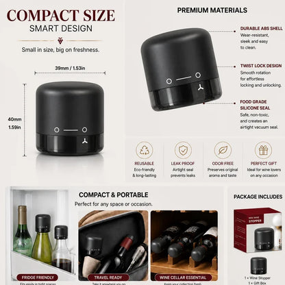 🍷 Premium Vacuum Wine Stopper – Keep Wine Fresh Longer with Airtight Seal